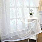 Set of 2 Vintage Leaves Embroidered Tulle Sheer Voile Ivory Curtains 37x84