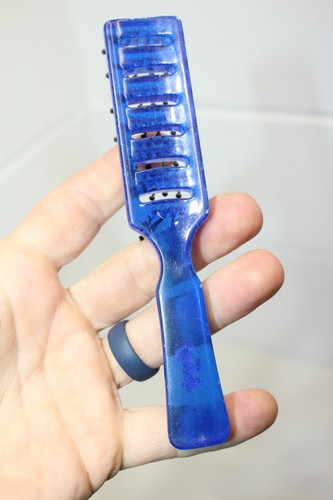 Mini spazzola per capelli vintage BUONA punta a fungo 6" plastica blu, PULITA! Usato in ottime condizioni! - Foto 10 di 12