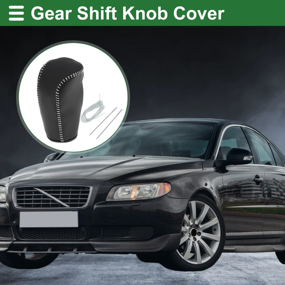 Cubierta de perilla de cambio de marchas de coche de 1 pieza para Volvo S80 2007-2012 negro gris imitación cuero Foto 2 de 4