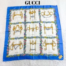 GUCCI Large square scarf Silk 100 Vintage Authentic From Japan