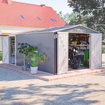 10x14 FT Outdoor Metal Storage Shed Large Tool Shed with Lockable Door for Yard