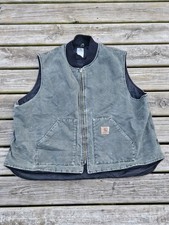 Carhartt Men's VO2 MOS Work Vest Green Insulated Full Zip Canvas Vintage USA XXL