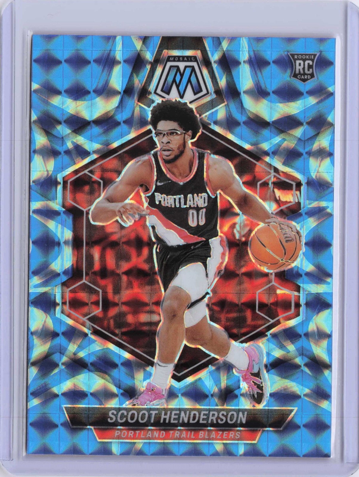 Scoot Henderson 2023-24 Panini Mosaic #216 Reactive Blue RC Trail Blazers