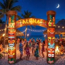 8.5 ft Tiki Inflatables Hawaiian Luau Party Decorations Summer Tropical Infla...