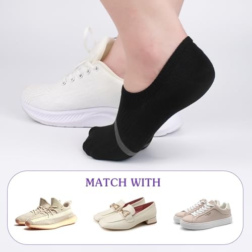 Women's No Show Socks Thin Breathable Anti-Slip High 8-11 6 Pairs Black - Bild 2 von 8