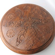 Vintage Hand carved Ornate wood tabletop 12 B...