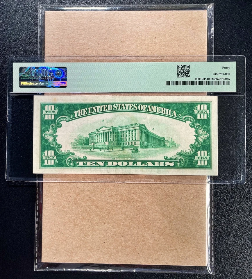 Fr. 2001-H* 1928A $10 Federal Reserve Note ST. LOUIS *STAR* PMG 40 - XF - Image 3 of 3