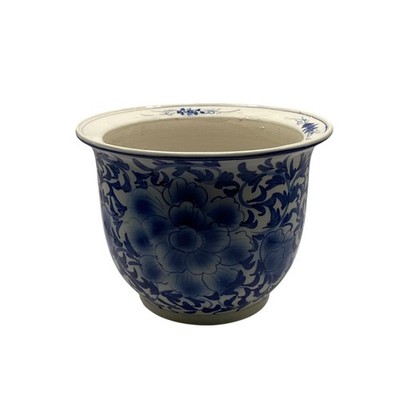 Vintage Chinese Blue White Jardiniere Lotus Flower Porcelain Planter Flower Pot