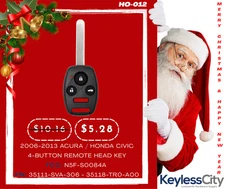 2006-2013 Acura / Honda Civic / 4-Button Remote Head Key / N5F-S0084A (AFTERMARK