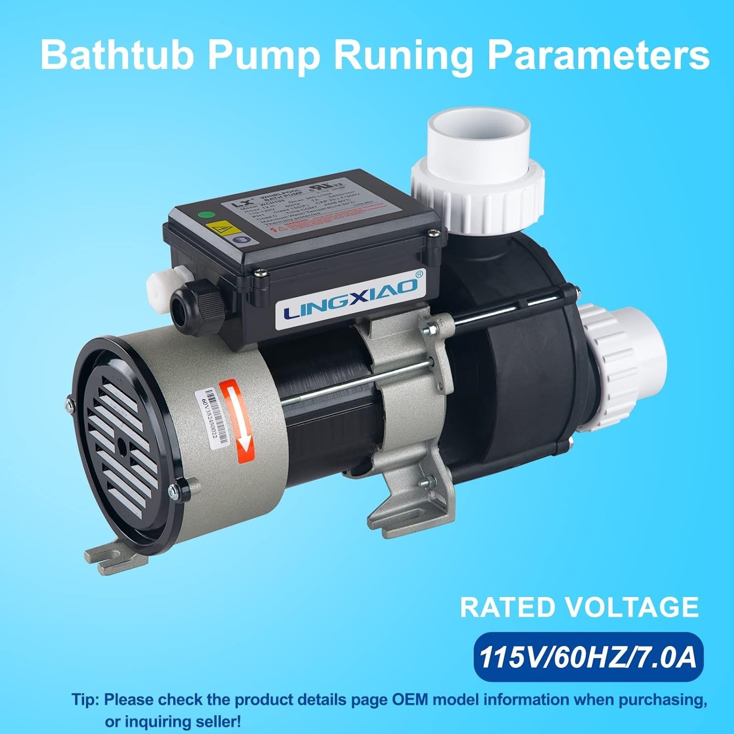 WBH100-WCH100 LX Bath Tub Pump 115V with Air Switch Spa Part FREE SHIP