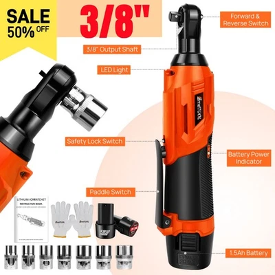 DAYPLUS 2 Akkus 420Nm Akku Ratsche 3/8'' Ratschenschlüssel Elektrische Knarrenschlüssel