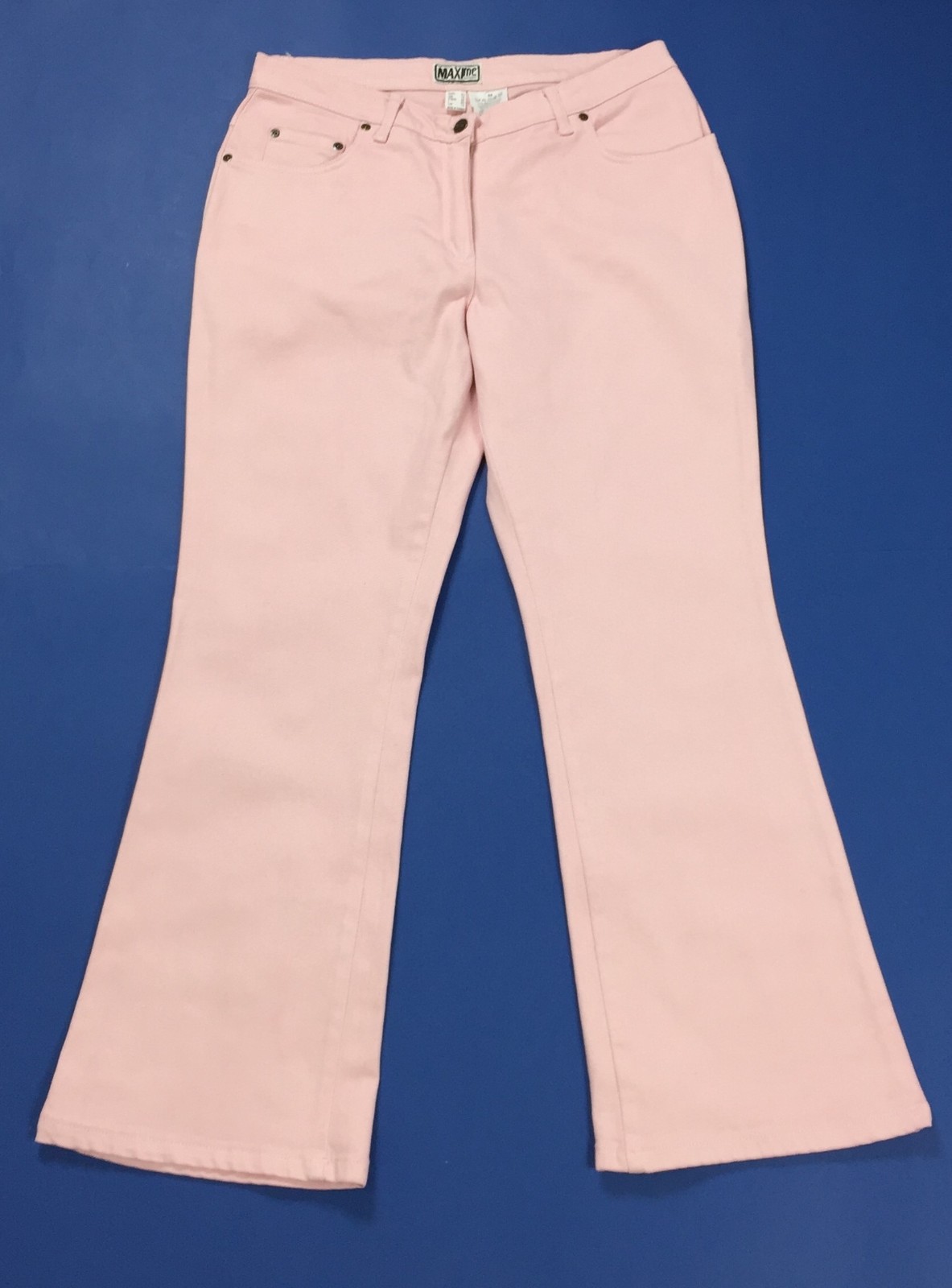 Maxime jeans donna zampa bootcut usato rosa pink comoda pants T1863