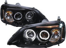 LED Halo Glossy Black Housing Smoke Lens Projector Headlights Compatible with 20