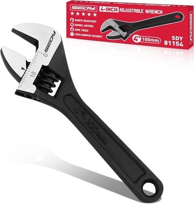 Mini Adjustable Wrench 4 Inch Small Wide Jaw Spanner with Inch Metric Scale