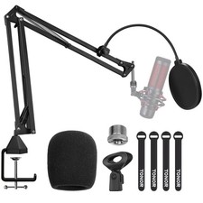 Microphone Arm Stand, Adjustable Suspension Boom Scissor Mic Stand with Pop F...