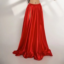 Belly Dance Costume Skirt for Women Satin Split Long Skirt Customsized Adult