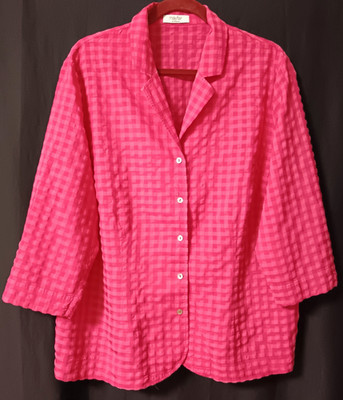 Bluse PETER HAHN 3/4 Arm 100% Baumwolle Pink Gr. 48 - s. Beschreibung