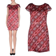 JUST CAVALLI by ROBERTO CAVALLI DRESS SNAKE PRINT SILK CORAL RED $645 IT 40 US 4