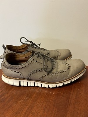 Cole Haan Zero grand Shoe Mens 8.5 Grey Leather Wing Tip Casual Business Sneaker