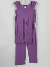 Crabtree & Evelyn Vintage Lily Purple 2-Piece Sleepwear Set Women's Size Medium