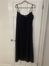 Planet Black Embroidered Maxi Slip Dress Size 14 Evening Cocktail Wedding Guest