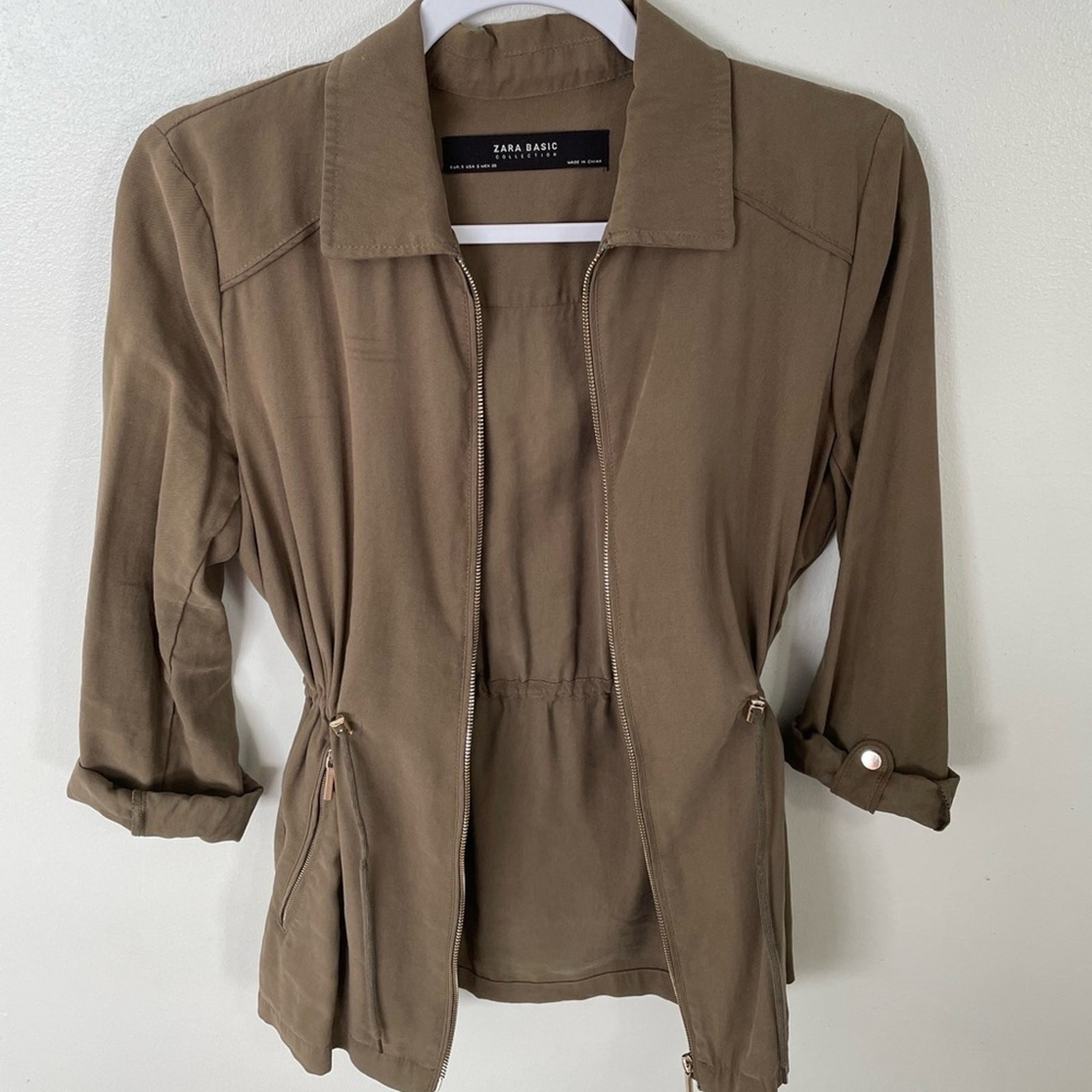 Zara Basic Collection Olive Green Cinched Waist U… - image 6