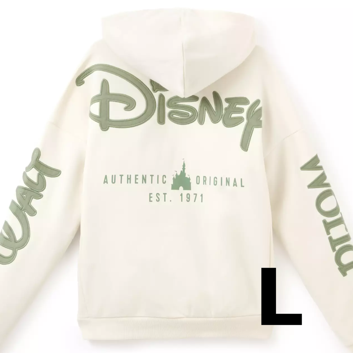 Disney Parks Cream Zip Hoodie Adult LARGE Walt Disney World