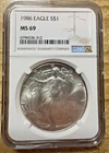 1986 American Silver Eagle NGC MS69 Key Date First Year ASE 1oz .999