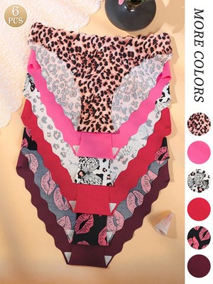 6er Pack Damen nahtlose Slips mit elegantem Leopardenmuster Billig24