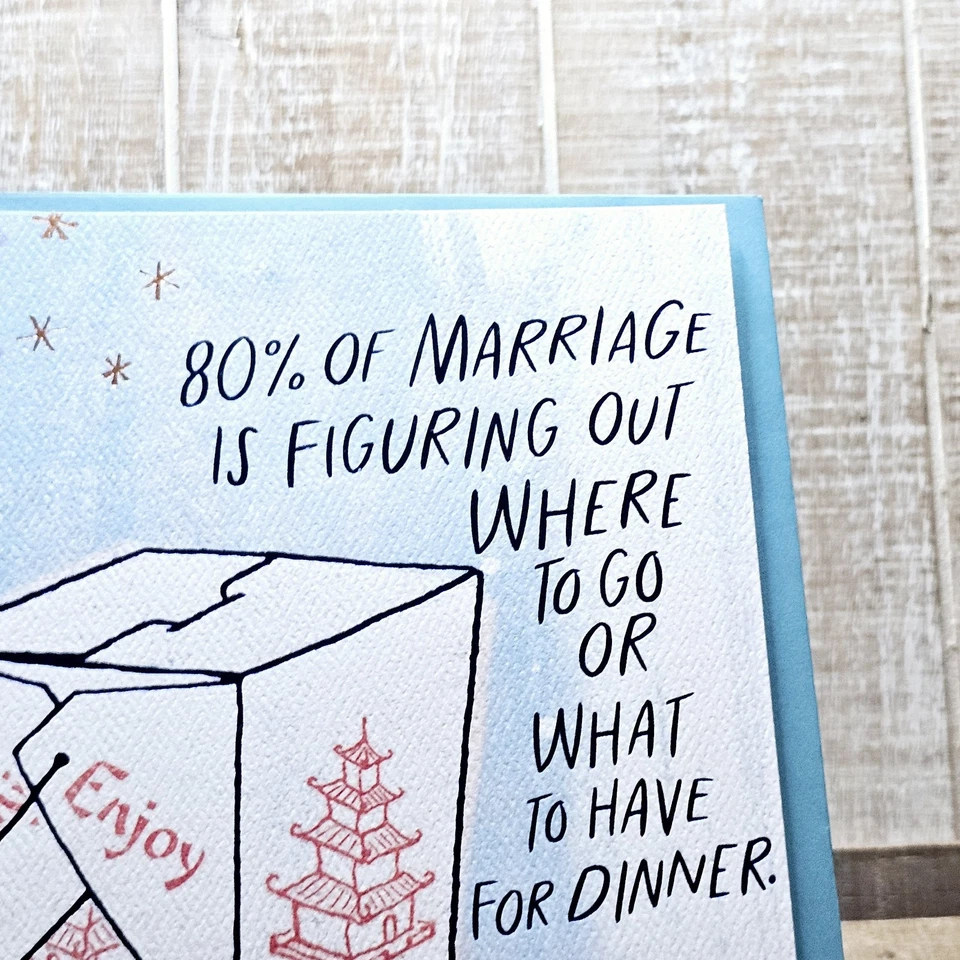 American Greetings Anniversary Card Blue Take Out Dinner Funny Humor - Image 3 of 4
