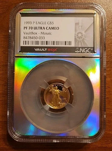 1993 P Eagle G$5 PF70 Ultra Cameo Gold NGC Vaultbox Mosaic