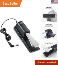 Sustain Pedal with Polarity Switch for Digital Piano, Black, Portable Design