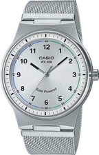 Casio Standard Solar Analog Watch MTP-RS105M-7BV Men's Silver Mesh Metal Band, 5