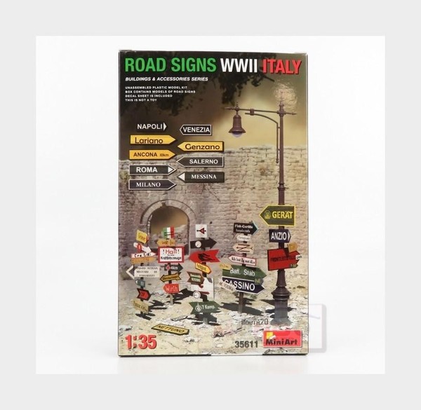 1:35 Miniart Cartelli Segnaletica Stradale Road Signs Wwii Italy Kit MA35611 Mod-image