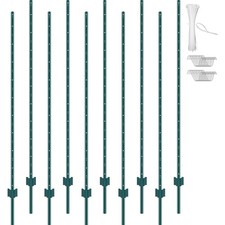 Zaunpfosten Metall 182cm 10er-Set Weidezaun Drahtzaun Maschendraht Zaunpfähle