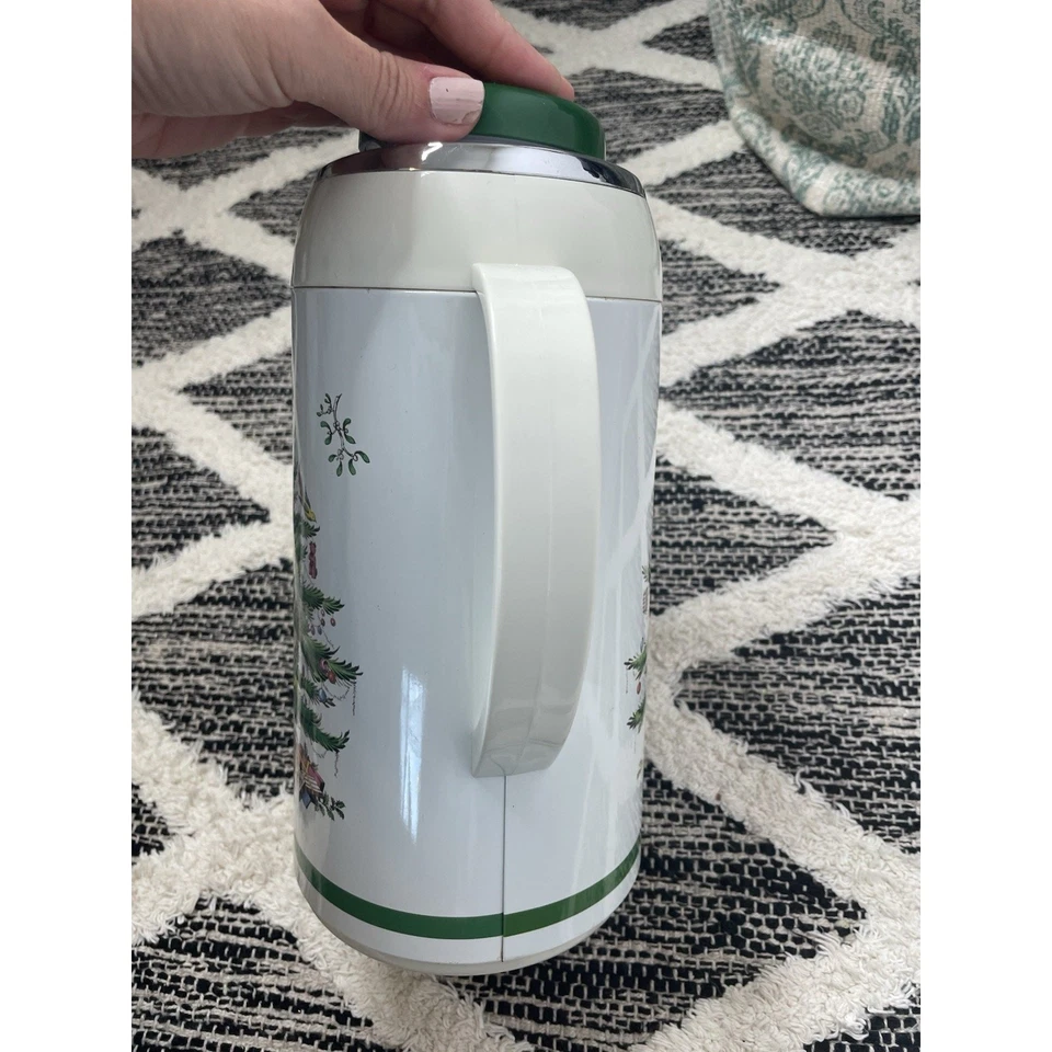 Vintage Spode Christmas Tree Thermal Carafe Thermos Pot Coffee Tea Hot Water - Image 3 of 4