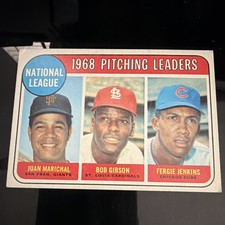 Topps 1969 National League Pitching Leaders Marichal Gibson Jenkins #10 Baseball