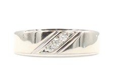 Diagonal 0.15 ctw Round Diamond 10K White Gold Men's Classic Wedding Band by MGW
