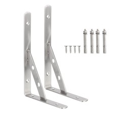 2 Pcs 8" Removable Wall Shelf Brackets Stainless Triangle Heavy Duty, Silver