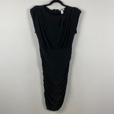 White House Black Market Outlet Ruched Sheath Dress Size M Black Short Sleeve