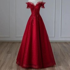 Burgunday Off Shoulder Evening Dress Elegant Party Luxury One-Shoulder Prom Gown