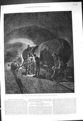 Alter 1882 St. Gothard Eisenbahn Tunnel Druckluft Motoren Bohrmaschine Mac viktorianisch