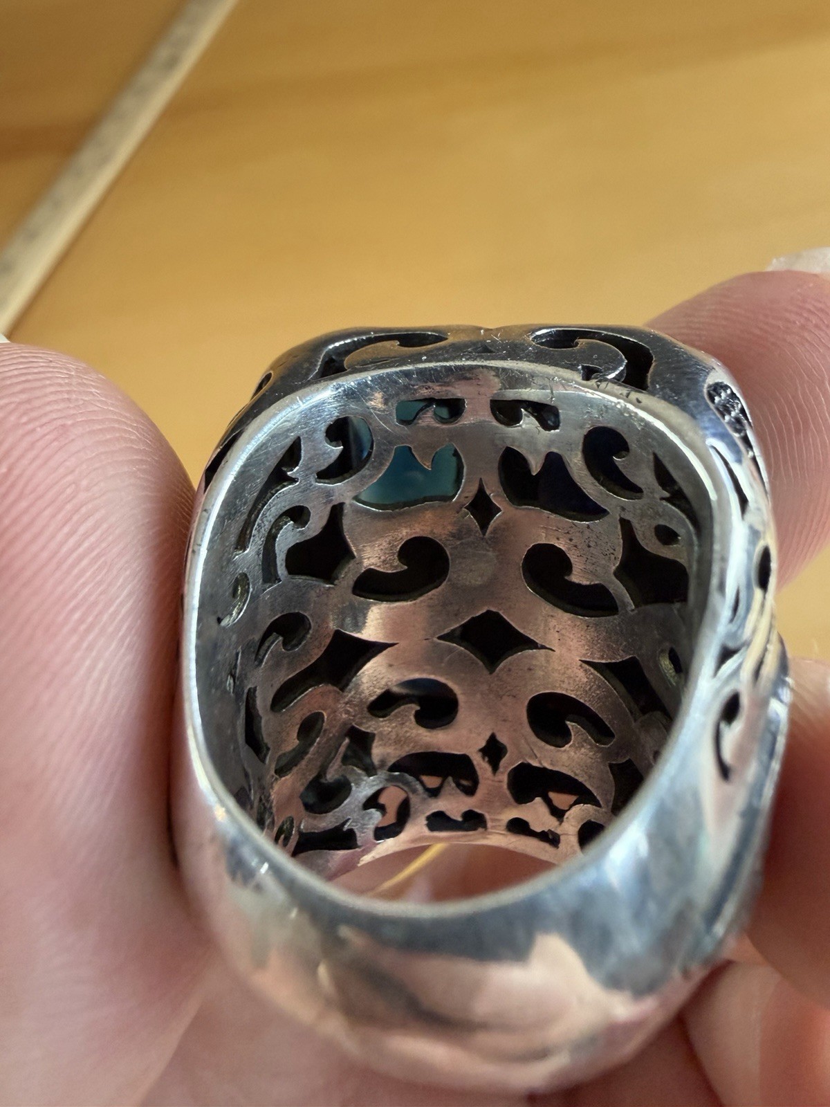 Large Statement Sterling Silver Ring W/ 4 Large B… - image 5