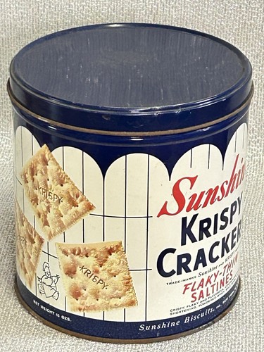 Vintage SUNSHINE KRISPY CRACKERS TIN Flaky-Thin Saltines Sunshine Biscuits N.Y. - Picture 6 of 14