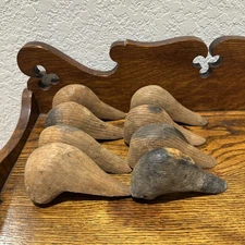 Vintage Lot of 8 Rustic WOODEN duck/goose decoy heads only Handmade/Hand carved