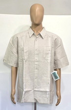Cubavera Guayabera Shirt Mens 2XL Tan Button Down Linen/Cotton