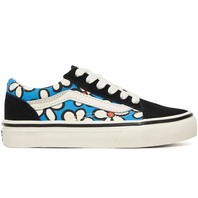 Vans Old Skool Kinder-Sneaker Retro Schuhe Kids Turnschuhe Blau mit Blumen