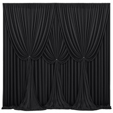 16x10 ft Black Backdrop Curtains Wedding 4 Panels 4x10 ft Polyester Drapes