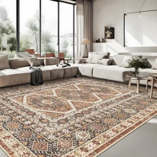 Washable Living Room Area Rug: 9x12 Large Super Soft Vintage Rugs Bedroom Ori...