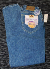 New Vintage Lee Relaxed Rider Jeans, Stone Wash Blue, Tapered Leg, Womens Size 8